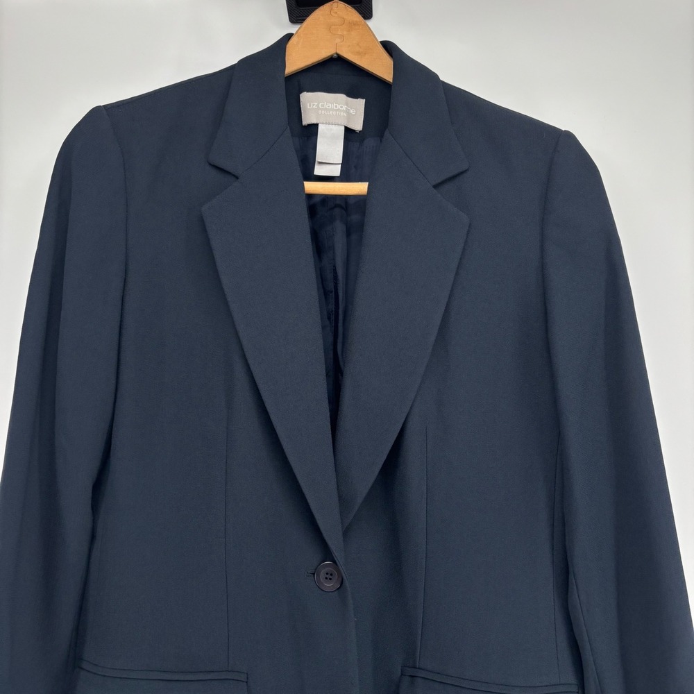 Liz Claiborne Collection Women 6 Navy Blue Blazer Suit Jacket Career - Picture 3 of 9